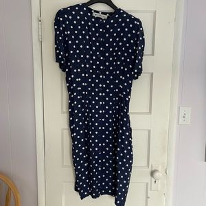 Navy Polka Dot Dress and Matching Belt